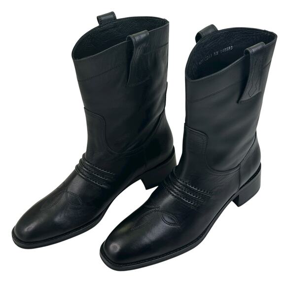 Bibi Lou Briana Western Boots Black Leather Womens Size EU 39 US 8-8.5 New $295 - Picture 1 of 12